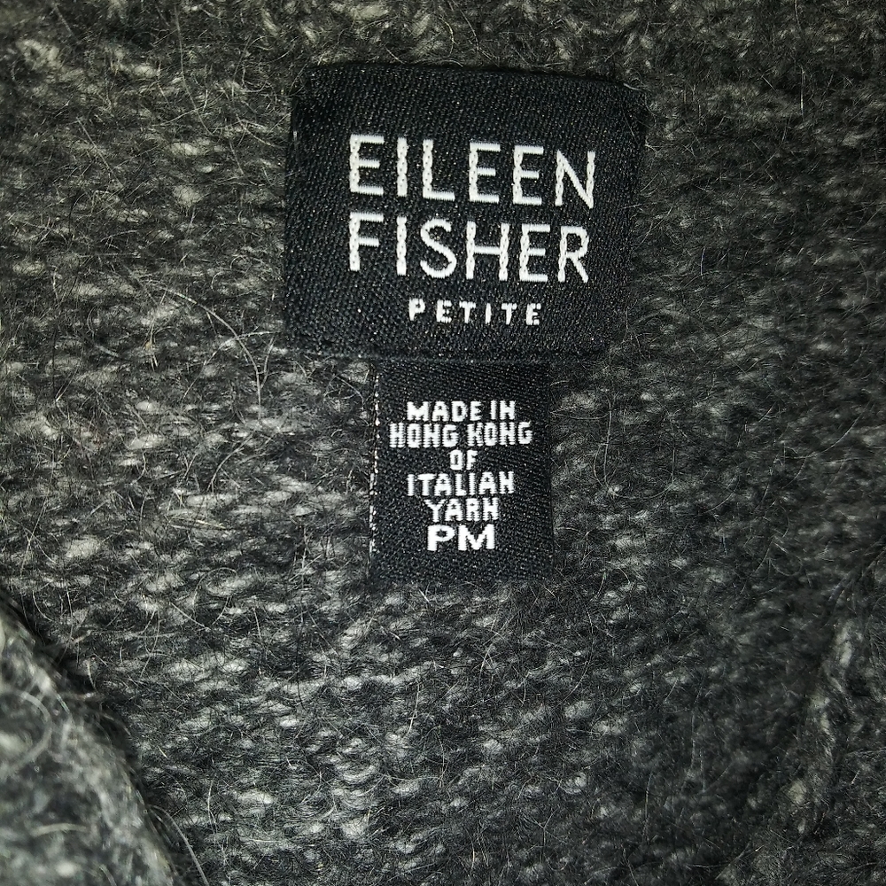 Eileen Fisher Wool & Alpaca Italian Yarn Knit Sweater in Grey Size Medium Petite - Picture 10 of 12